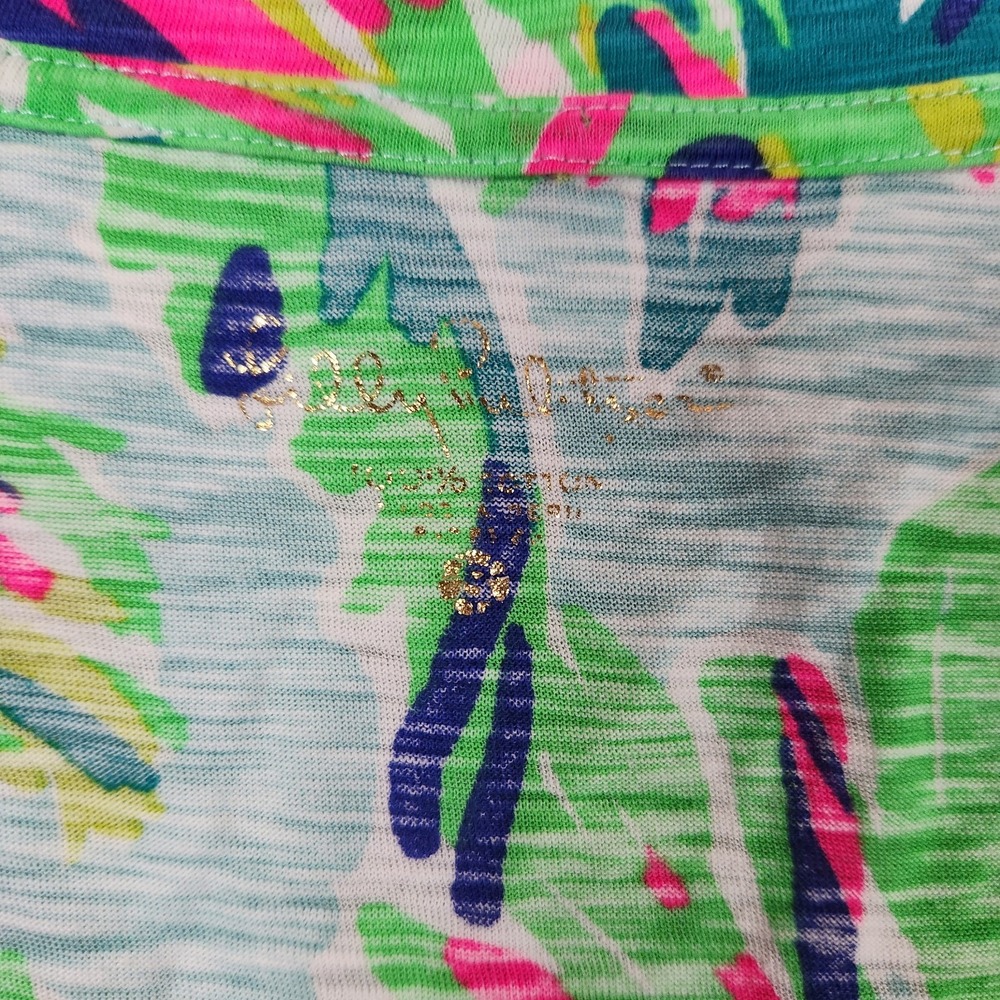 Lilly Pulitzer Ida V-Neck Cotton T-Shirt Island Time, Tropical Nautical, S - Picture 2 of 5